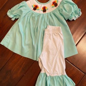 Holiday Smocked Neck Set